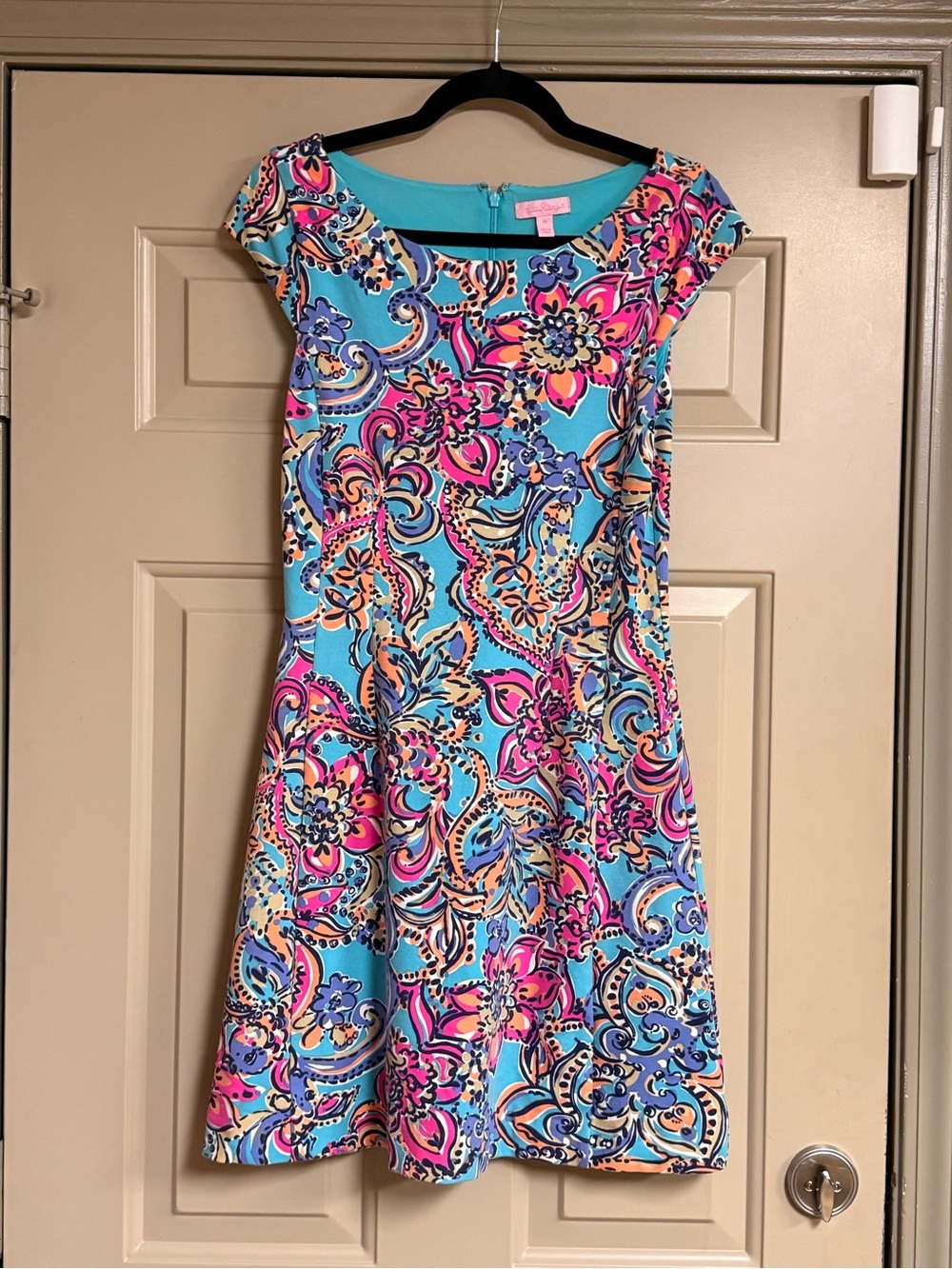 Lilly Pulitzer Turquoise Multicolor Floral Fit-and-Flare Dress
